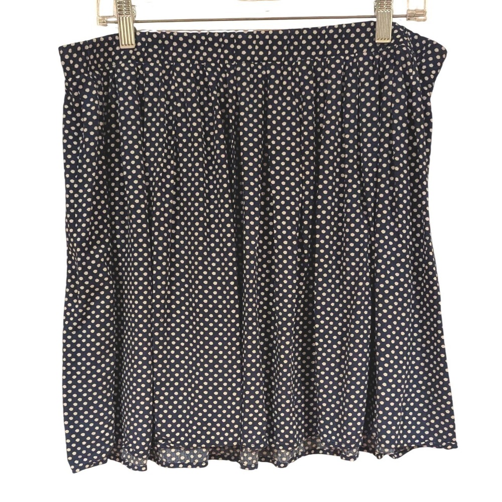 Old Navy Skirt Large Navy Blue Polka Dot‎ Elastic Waist Rayon Mini Summer Retro